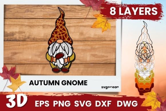 Autumn Gnome Layered Svg: 3D SVG Shapes Review