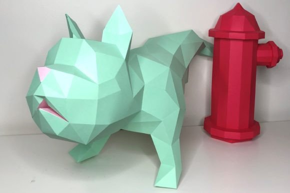 Bulldog Peeing on Fire Hydrant 3D SVG Animals