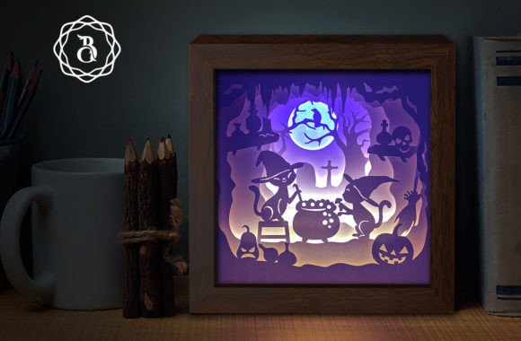 Cat Witch Cute Shadow Box 3D SVG Files Review