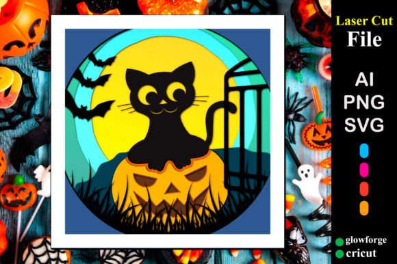 Cat with Pumpkins Halloween Shadow Box Review