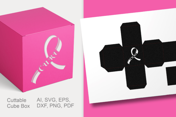 CURE Cancer Awareness Ribbon 3D SVG Shapes