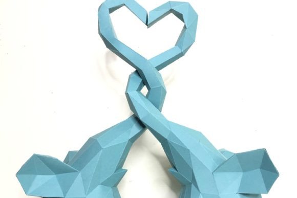 Elephant Lovers Paper Sculpture: 3D SVG Animals