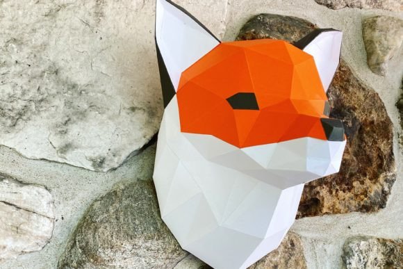 Fox Head Paper Sculpture: 3D SVG Animals for Brands