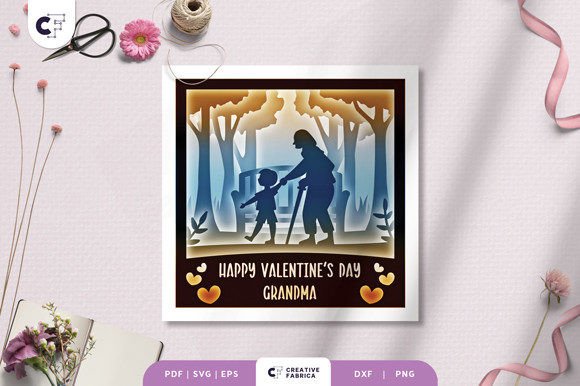 Happy Valentine s Day Grandma Shadow Box 3D SVG