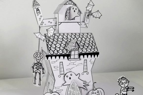 Haunted House Papercraft: 3D SVG for Kids Crafts