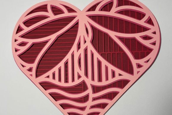 Hearts with Lines and Leaves: 3D SVG for Holidays