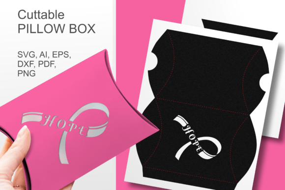 HOPE Cancer Awareness Ribbon Pillow Box 3D SVG