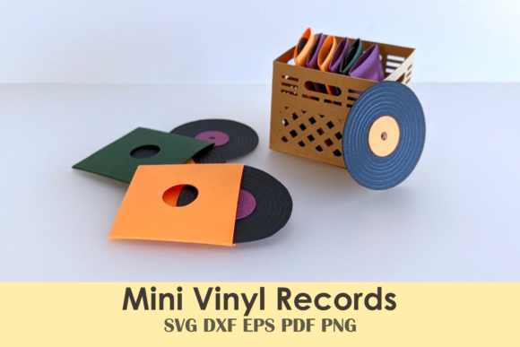 Mini Vinyl Record and Album Template: 3D SVG Shapes