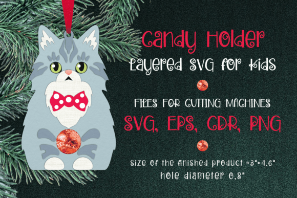 Norwegian Forest Cat Christmas Ornament 3D SVG