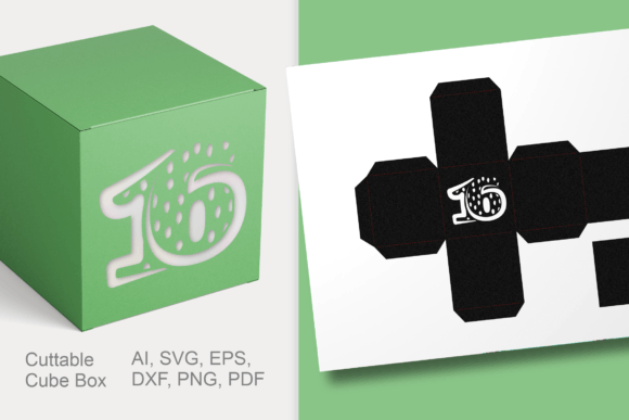 Number 16 Cube Gift Box Template SVG Review