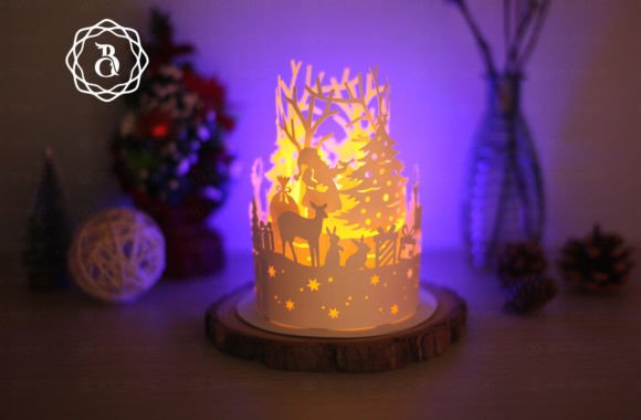 Paper Lantern Santa Claus Christmas Tree 3D SVG