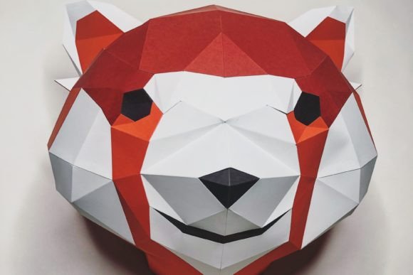 Red Panda Face Paper Sculpture: 3D SVG Animals for Brands