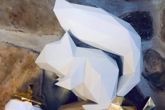 Squirrel Paper Sculpture: 3D SVG for Animals Branding