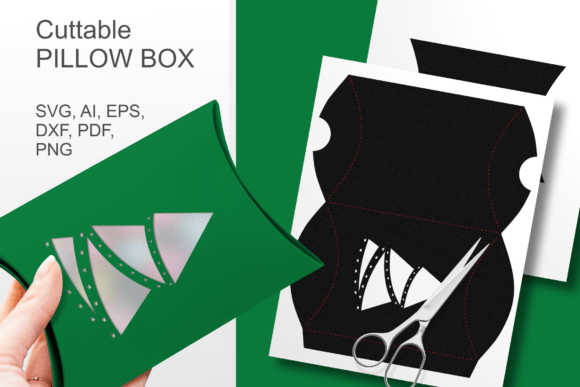 X-mas Pillow Favor Box Template SVG: 3D Gift Boxes