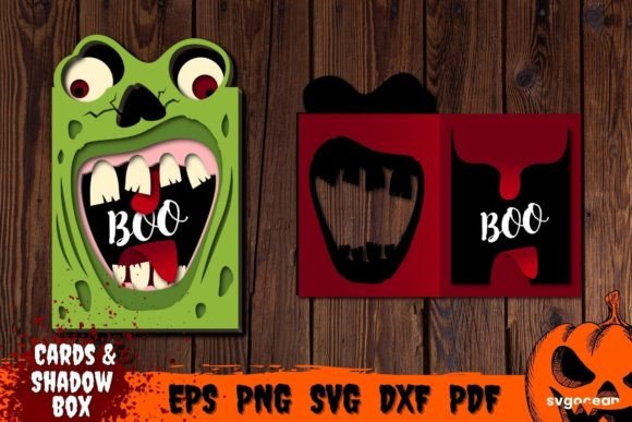 Zombie Pop Up Card Template: 3D SVG for Shadow Boxes